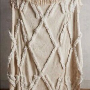 Anthropologie Andolora Textured Fringe Throw Blanket. RETIRED Design